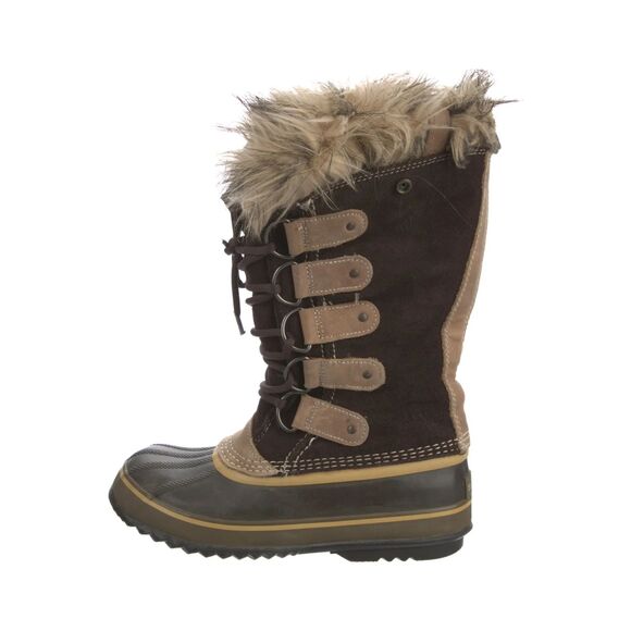 Sorel Suede Colorblock Pattern Lace-Up Boots sz. 10 Joan of Arc brown fur ski - Picture 1 of 8